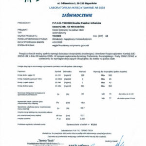 Zaświadczenie TECHNIX ECO 15kW