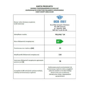 KOCIOŁ CO NA PELLET PELLPAL 24kW karta