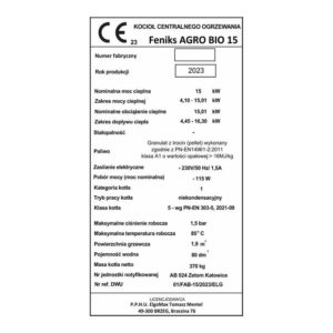 Kocioł na pellet Feniks AGRO BIO 15 kW