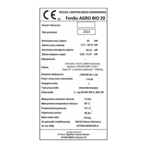 Kocioł na pellet Feniks AGRO BIO 20 kW