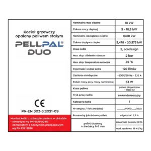 Kocioł pelletowy PELLPAL DUO 18kW