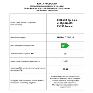 Kocioł pelletowy PELLPAL DUO 18kW